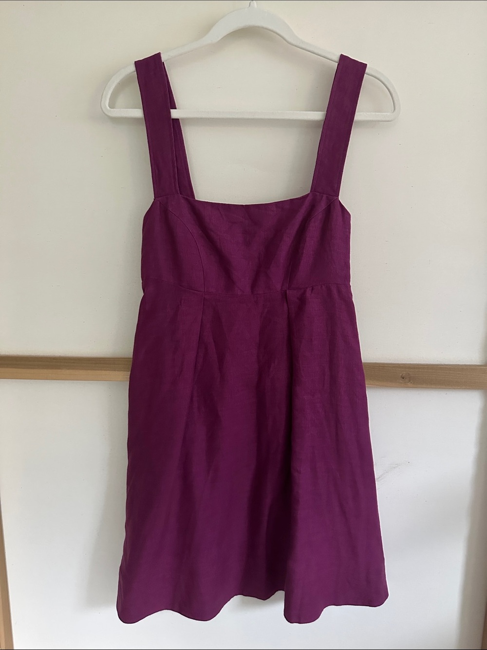 Banana Republic Sleeveless Square-Neck A-Line Dress in Deep Magenta